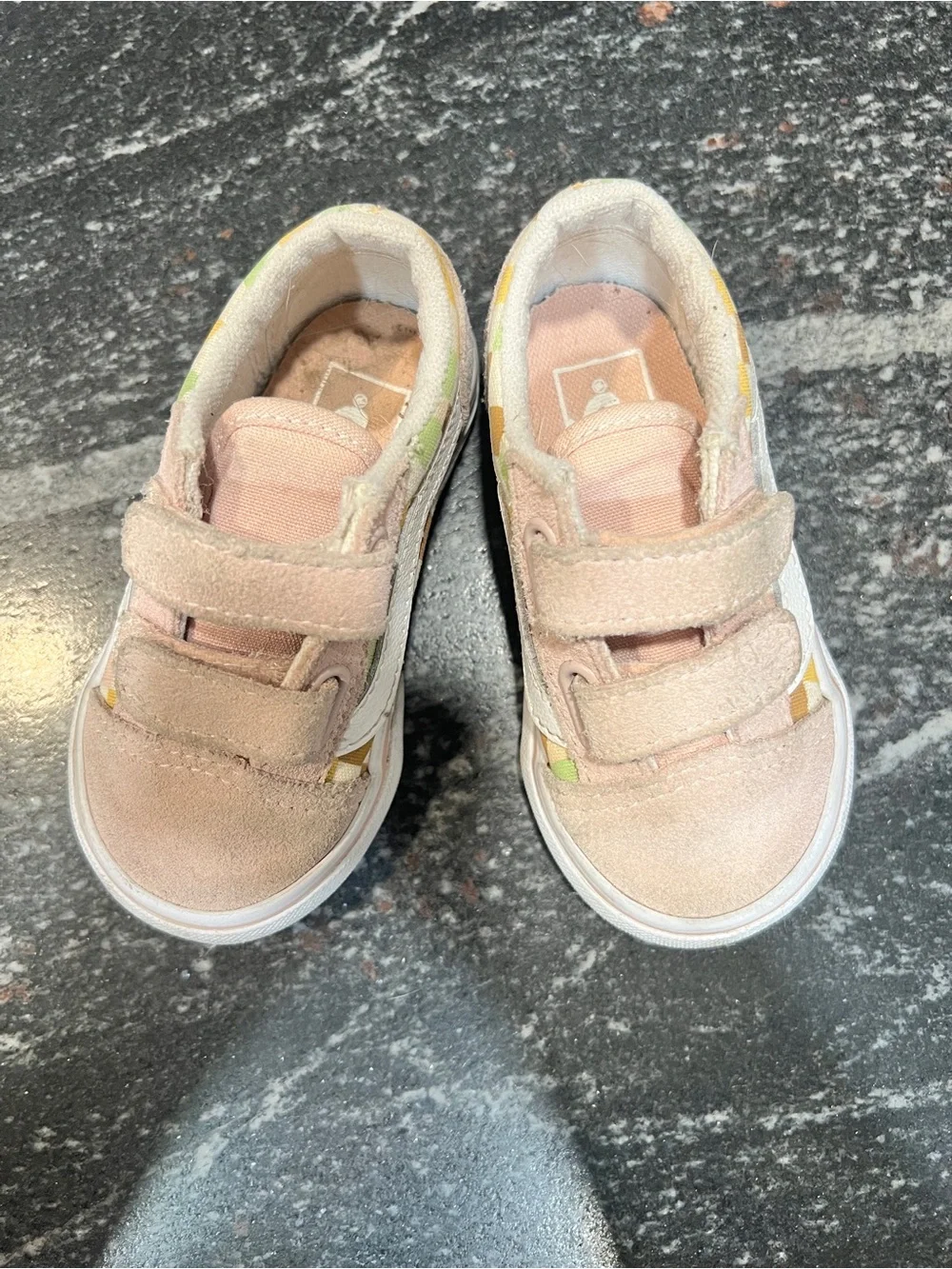 Vans Old Skool V Hook & Loop Pastel Checkerboard Toddler Shoes Size 6